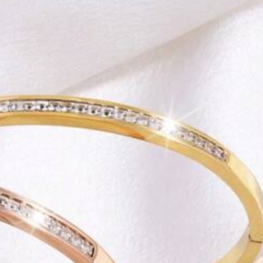 Gold & Rhinestone Bangle - Picture 3 of 5